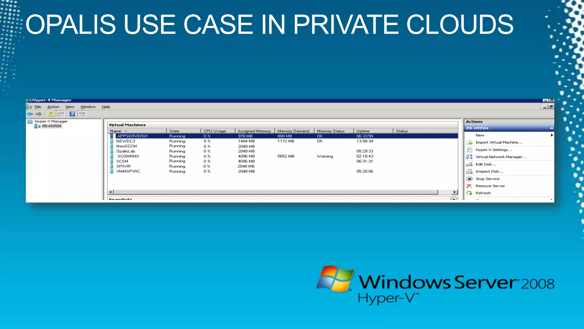 Automating across Datacenter IT SilosVM Lifecycle ManagementApplication Service ManagementEvent MgmtMonitor for requestIncidentResponseService DeskCloseRequestUpdateCMDBInitiateChangeChange & ComplianceProvisioningAsset/CMDBCreateDeploymentConfigurationAssociateServer to ServiceCloneVMVirtualSecurityStorageConnectDisk to VMCreateDiskServerCreateServerNetworkJoinNetwork