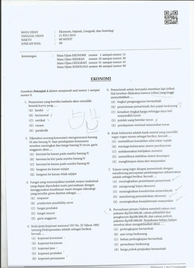 Soal Simak Ui Soshum 2019