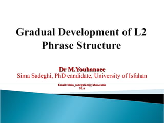 Dr M.Youhanaee Sima Sadeghi, PhD candidate, University of Isfahan Email: Sima_sadeghi23i@yahoo.come SLA 
