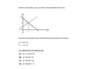 os valores de a e b devem ser
(A) a = –1 e b = 8.
(B) a = 2 e b = 3.
(C) a = 3 e b = 2.
(D) a = 8 e b = –1.
 