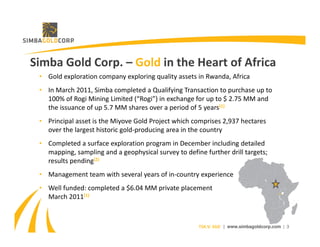 Simba Gold Corp. corporate presentation: January 2012 | PPT