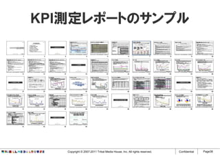 KPI測定レポートのサンプル




   Copyright © 2007-2011 Tribal Media House, Inc. All rights reserved.   Confidential   Page38
 