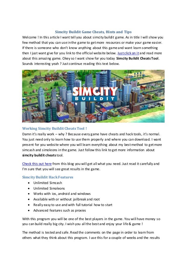 Simcity Buildit Cheats And Tips