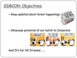 SIMCON Activities
 Magazines/Blogs, Article Writing
 Courses and Workshops
 Quizzes and Games
 Pitching for Projects
 