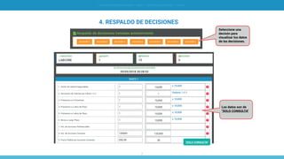 7
SIMULACIÓN EN GERENCIA FINANCIERA - SIMDEF // INSTRUCTIVO DE OPERACIÓN - [ ALUMNO ]
4. RESPALDO DE DECISIONES
Seleccione una
decisón para
visualizar los datos
de las decisiones.
Los datos son de
"SOLO CONSULTA"
"SOLO CONSULTA"
 