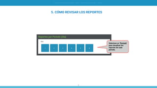 8
SIMULACIÓN EN GERENCIA FINANCIERA - SIMDEF // INSTRUCTIVO DE OPERACIÓN - [ ALUMNO ]
5. CÓMO REVISAR LOS REPORTES
Selecione un "Periodo"
para visualizar los
reportes de cada
periodo.
 