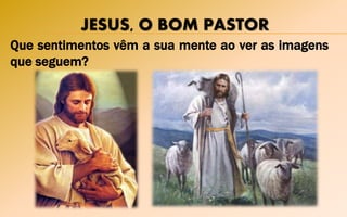 Que sentimentos vêm a sua mente ao ver as imagens
que seguem?
JESUS, O BOM PASTOR
 