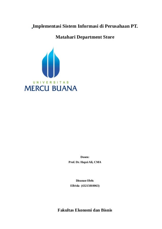 Implementasi Sistem Informasi Di Perusahaan Pt Matahari Department S