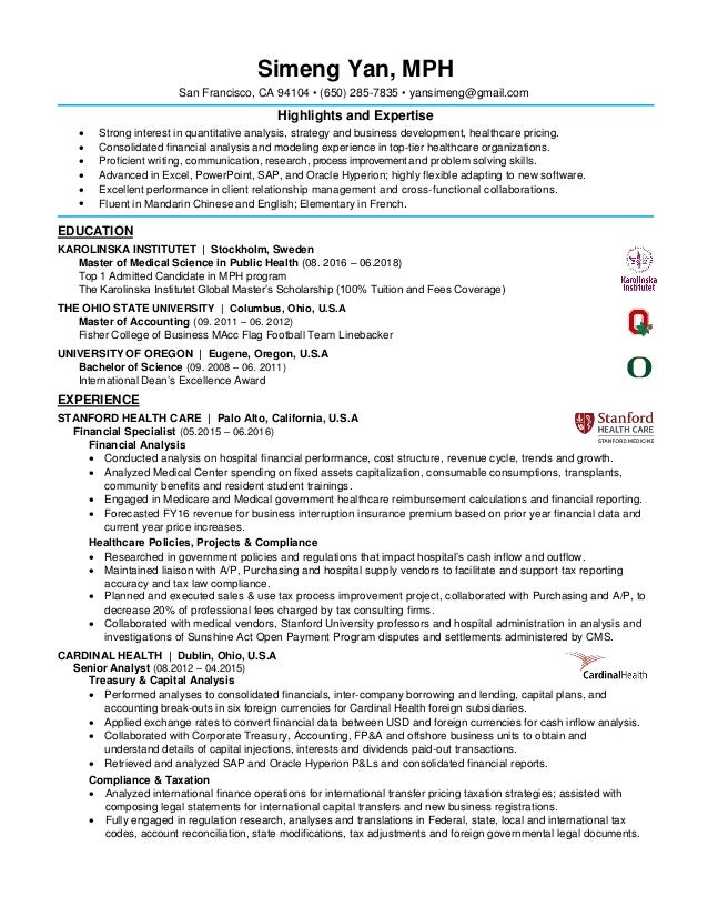 Resume for mph admission