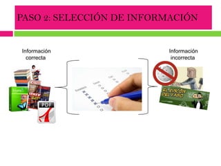 PASO 2: SELECCIÓN DE INFORMACIÓN  Información correcta Información incorrecta