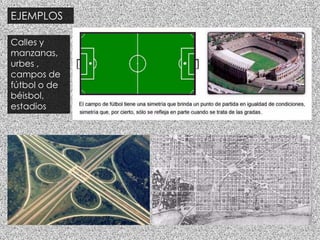 Calles y
manzanas,
urbes ,
campos de
fútbol o de
béisbol,
estadios
EJEMPLOS
 