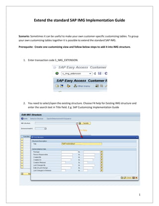 Extend the standard SAP IMG Implementation Guide