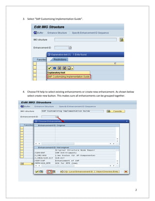 Extend the standard SAP IMG Implementation Guide