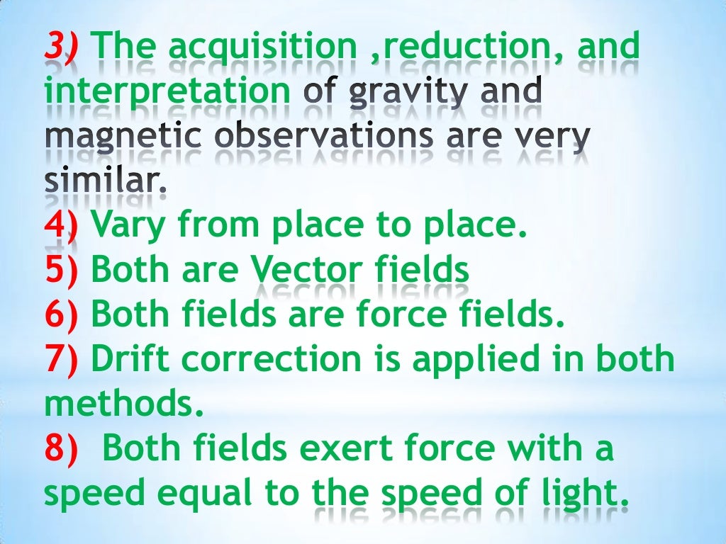 Similarities and differences between gravity and