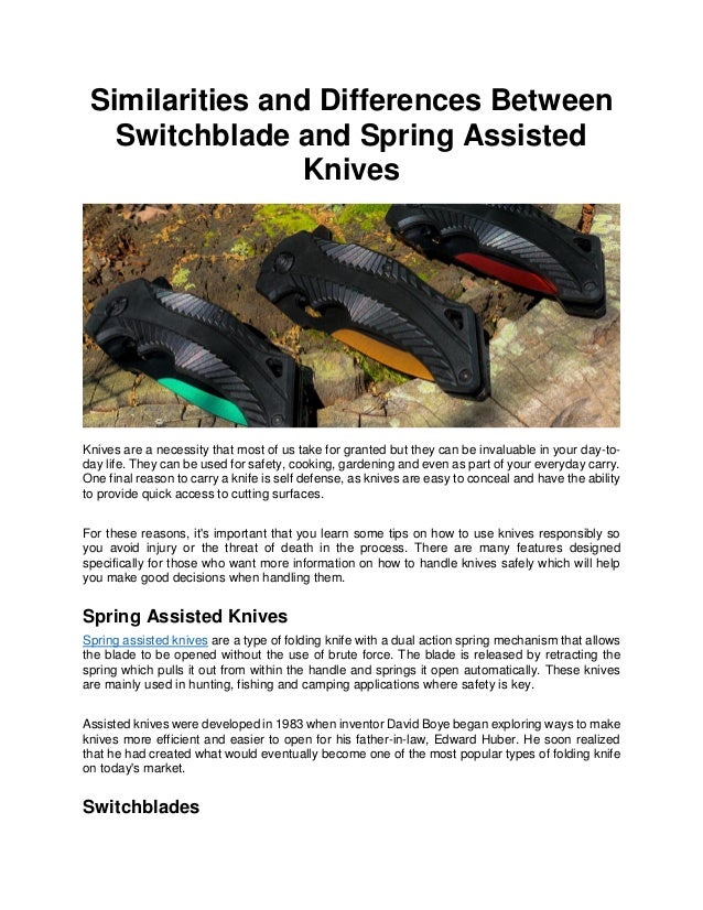 Similarities and Differences Between Switchblade and Spring Assisted Knives