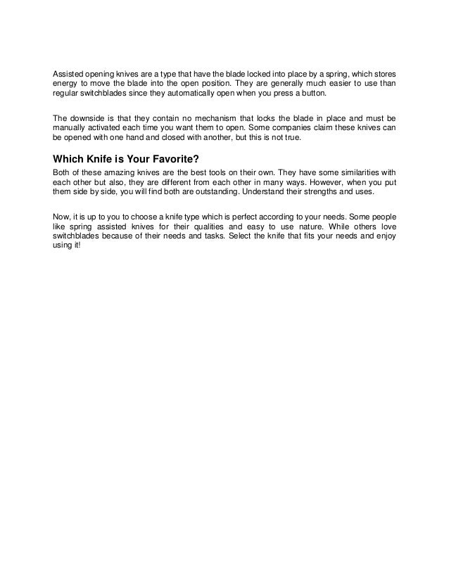 Similarities and Differences Between Switchblade and Spring Assisted Knives