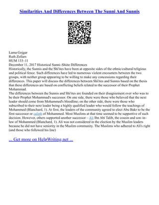 Similarities And Differences Between The Sunni And Sunnis | PDF