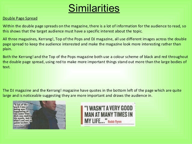 Magazine comparison essay picture