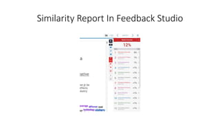 Similarity Report In Feedback Studio
 