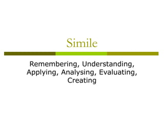 Simile Remembering, Understanding, Applying, Analysing, Evaluating, Creating 