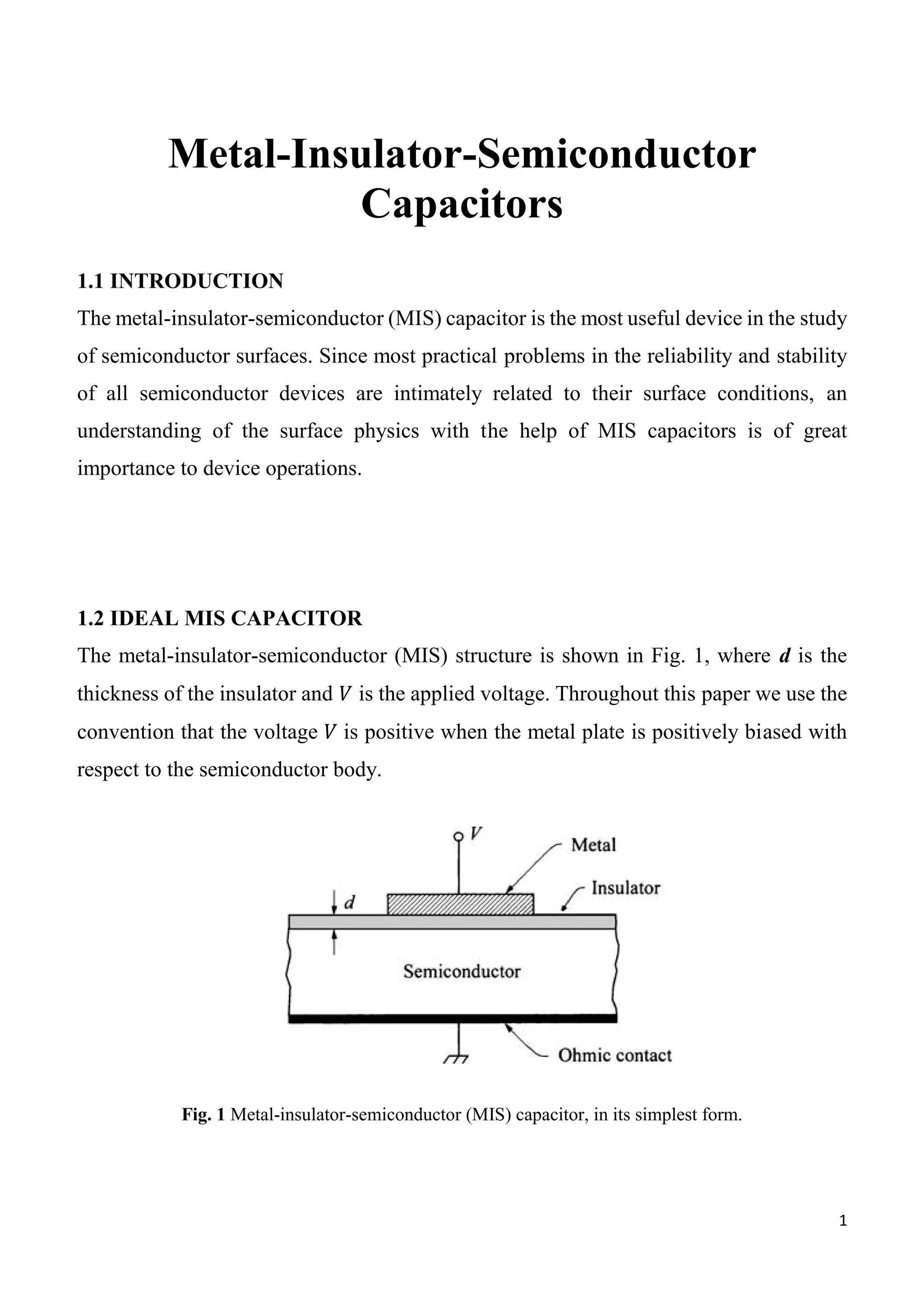 Metal-Insulator-Semiconductor Capacitors | PDF