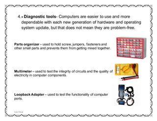Sim in ICT four categories of pc hardware servicing hardware tools PPT