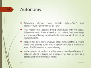 Autonomy Health Dictionary MEDICAL ETHICS.ppt