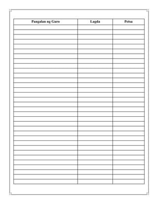 Pangalan ng Guro Lagda Petsa
 