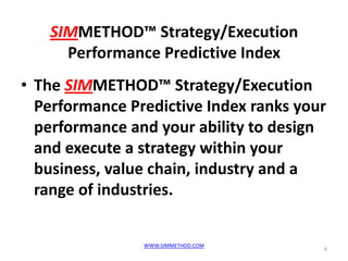 SIMMETHOD™ Strategy/Execution
     Performance Predictive Index
• The SIMMETHOD™ Strategy/Execution
  Performance Predicti...