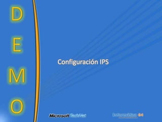 Permite el filtrado y la detención de ataques de vulnerabilidades basados en firmas.Basado en el Framework GAPA analiza el tráfico verificando la coindencia del tráfico mediante firmas.Permite la actualización de las firmas a través del servicios de Update Center.Pensado para planes de contingencia.IPS