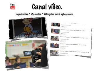 Canal video.
´

Experiencias / Manuales / Vídeoguías sobre aplicaciones.

 