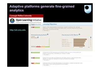 Adaptive platforms generate fine-grained
analytics




http://oli.cmu.edu
 