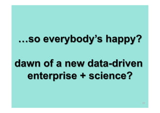 …so everybody’s happy?

dawn of a new data-driven
  enterprise + science?

                         39
 