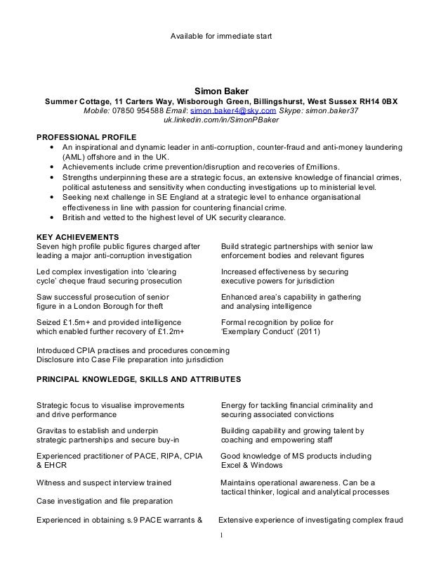 simon baker c v baker cv