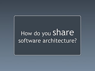 How do you share
software architecture?
 
