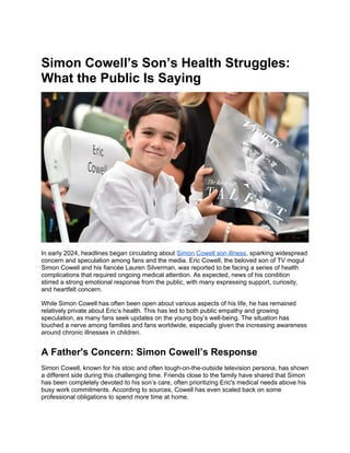 Simon Cowell’s Son Illness: What’s Really Going On? | DOCX