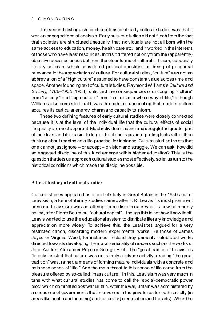 Simon During The Cultural Studies Reader Sophisticated Research Essay Topics For High School Students also Compare And Contrast Essay Papers Service Of Write Report