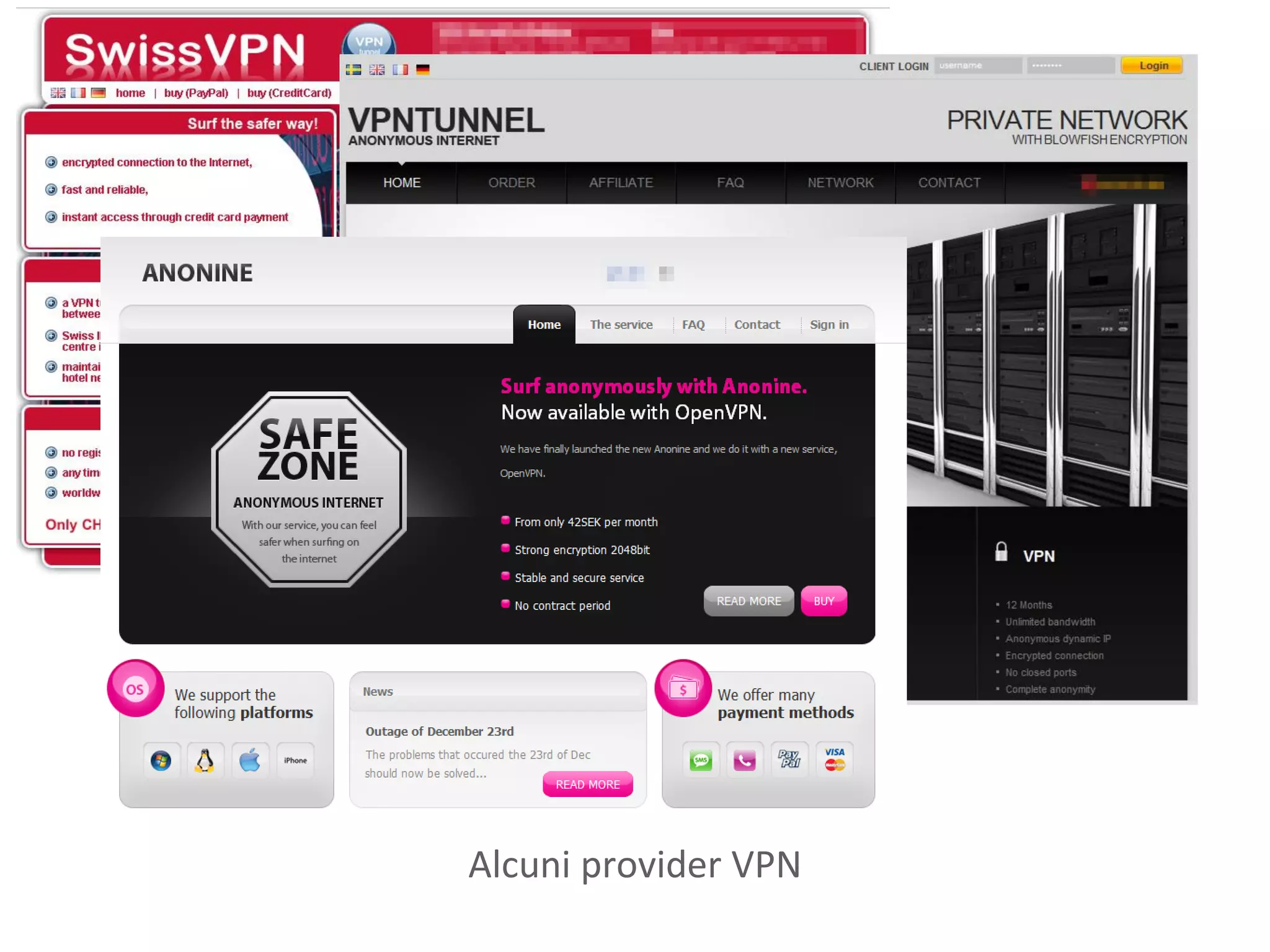 Alcuni provider VPN
 