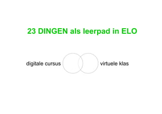 23 DINGEN als leerpad in ELO virtuele klas digitale cursus 