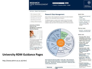 University RDM Guidance Pages
http://www.admin.ox.ac.uk/rdm/
 