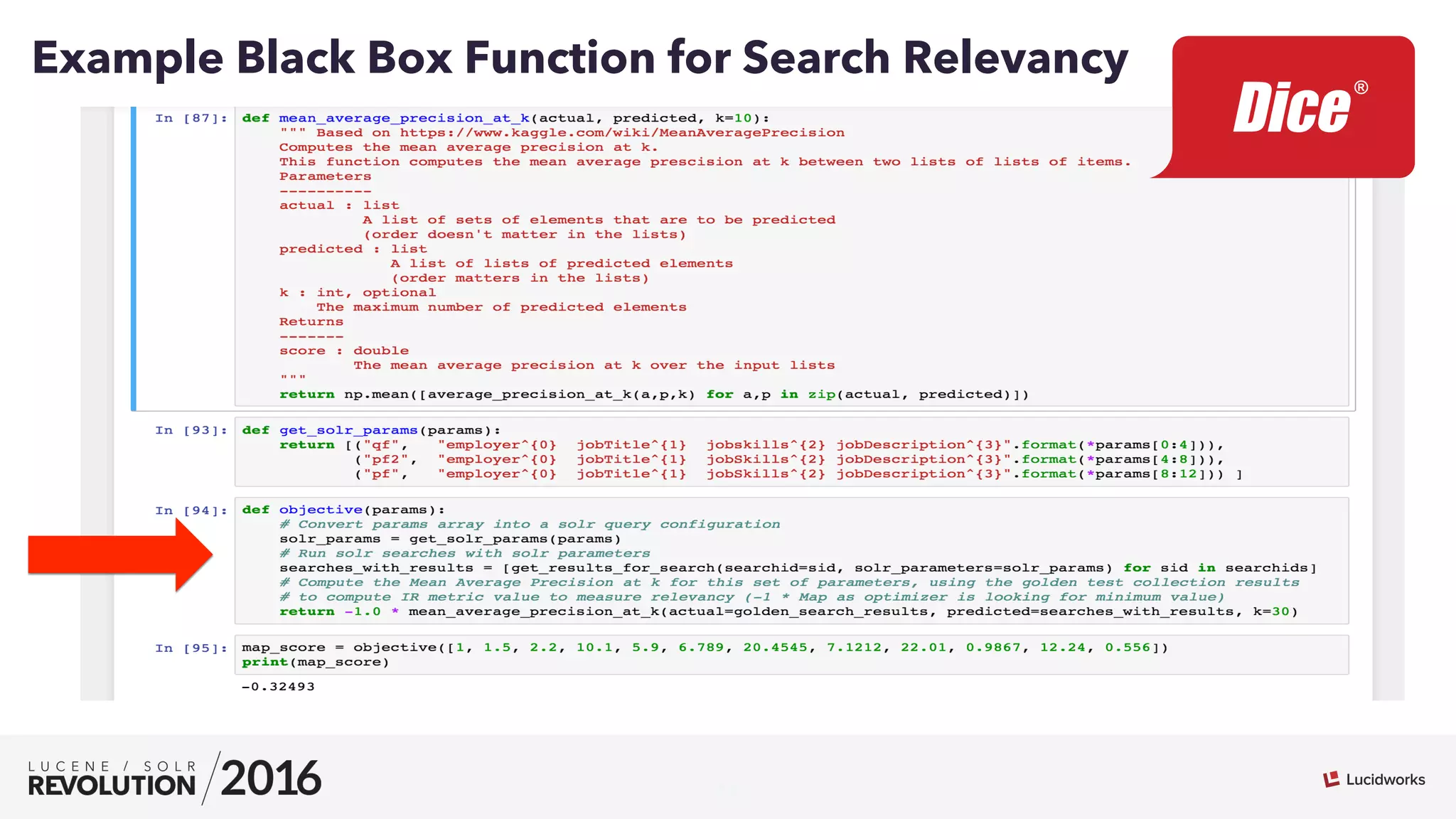 17
Example Black Box Function for Search Relevancy
 
