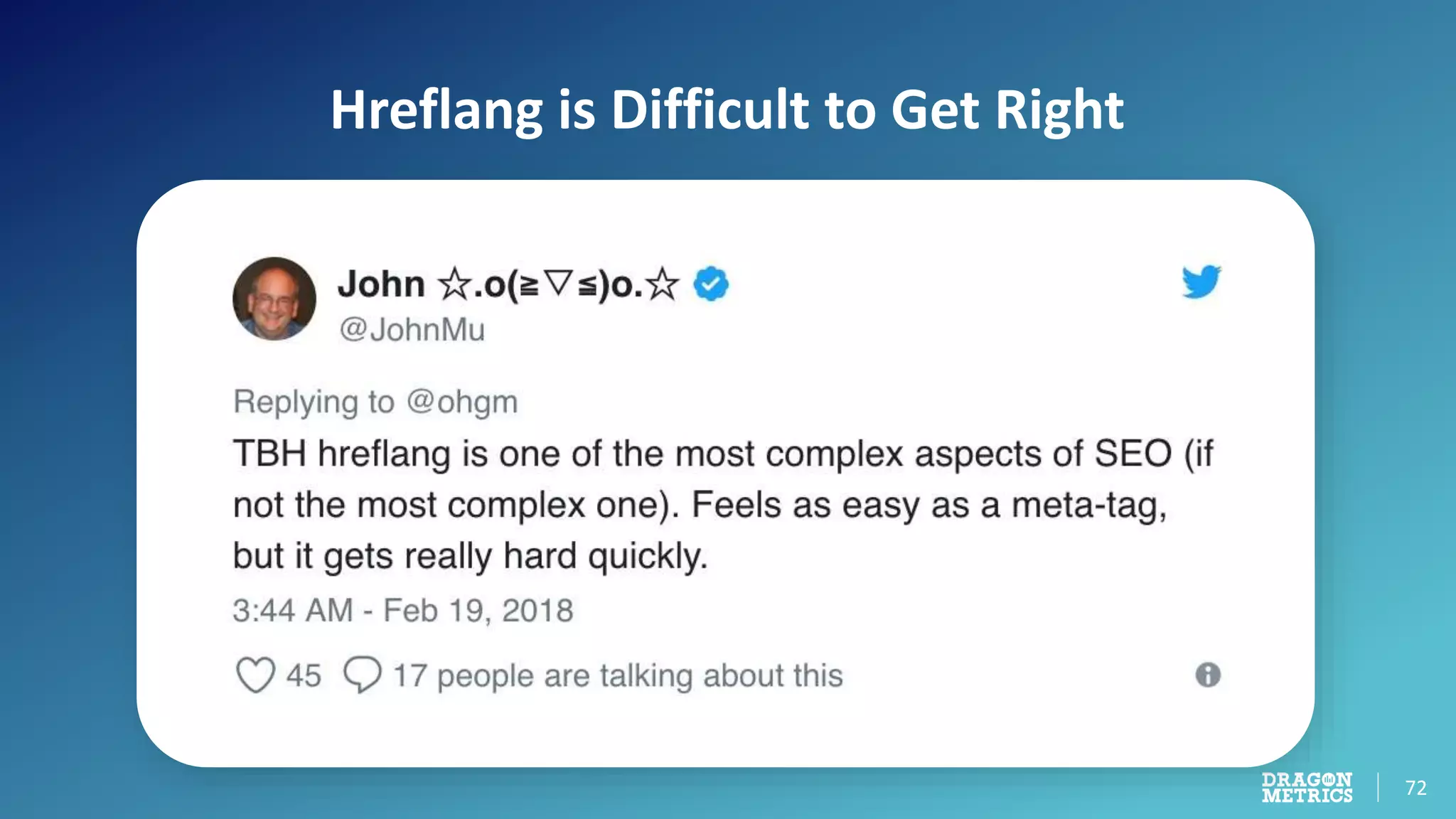 72
Hreflang is Difficult to Get Right
 