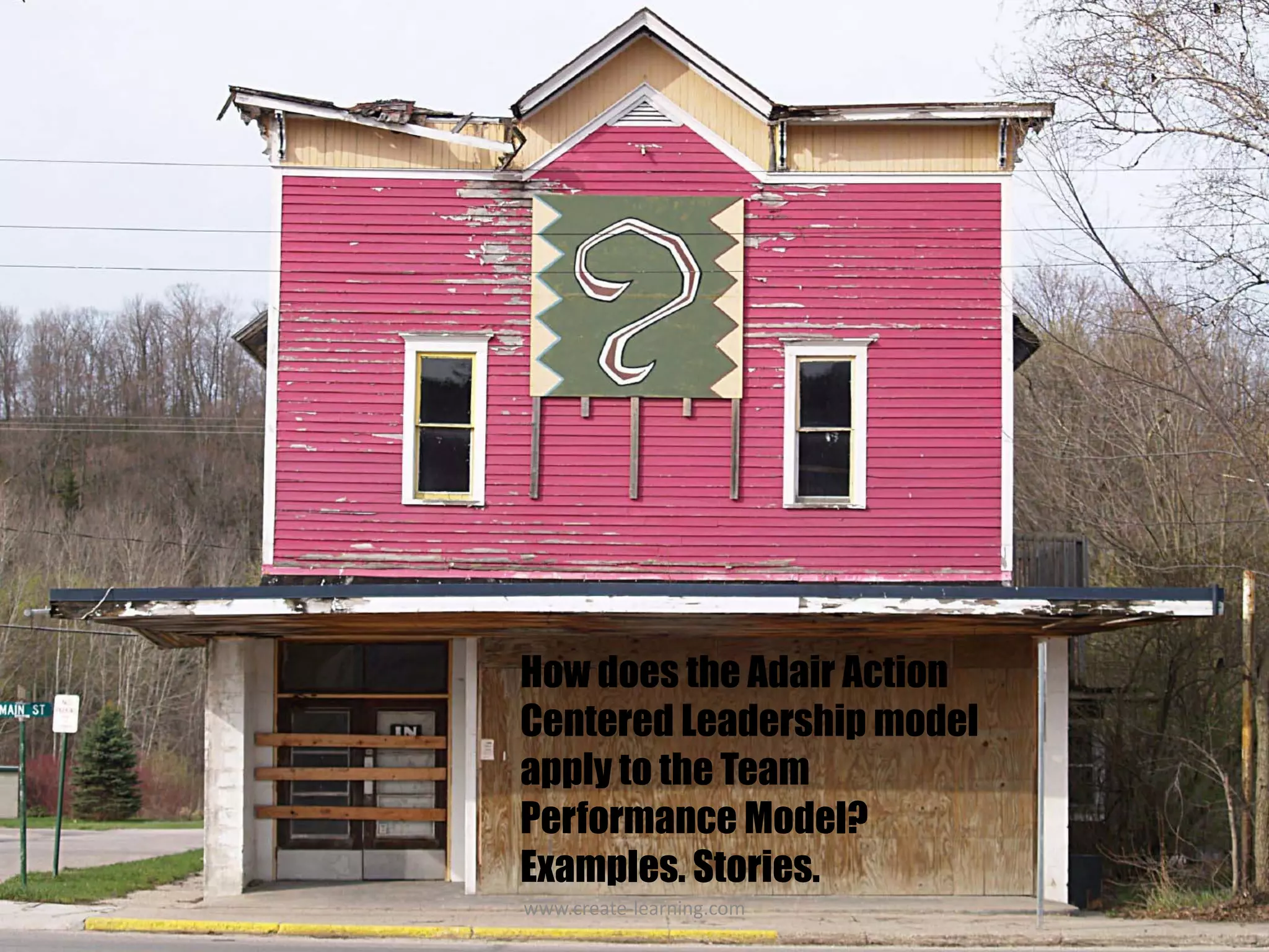 How does the Adair Action
Centered Leadership model
apply to the Team
Performance Model?
Examples. Stories.
www.create‐learning.com
 