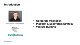 2
Introduction
www.Simon-Torrance.com
• Corporate Innovation
• Platform & Ecosystem Strategy
• Venture Building
 