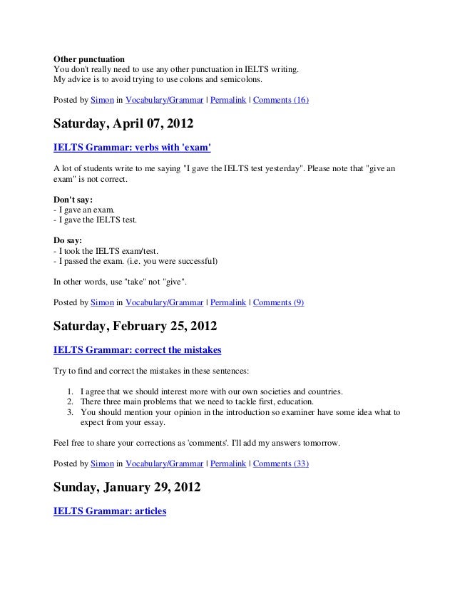 exam ielts yesterday Simon and vocabulary grammar