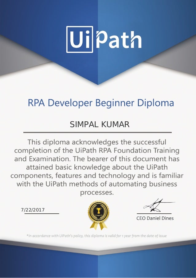 Uipath Certification Exam Login border certificate