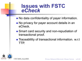 Privacy Enhanced Electronic Cheque System | PDF