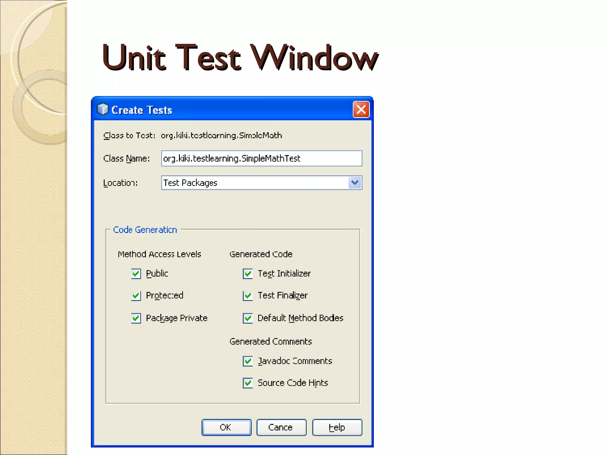 Unit Test Window 