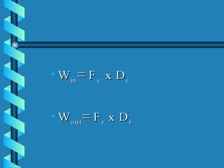 W in = F e  x D e W out = F r  x D r 