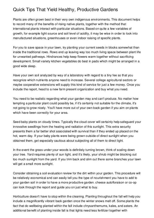 Quick Tips That Yield Healthy Productive Gardens